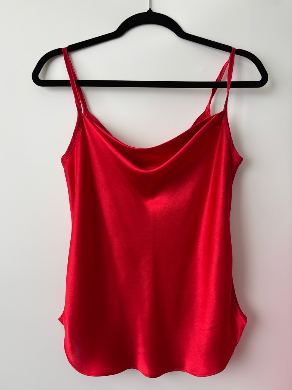 Vintage Sauci California Made in USA Vintage Red Satin Cowl Neck Y2K Cami Top M